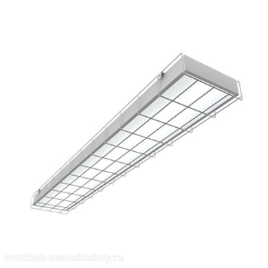 Светодиодный светильник LED спортивный 36Вт 3600лм/4100К накл. с решеткой, без расс-ля (1195х200х65)
