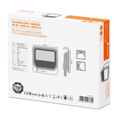 Прожектор LED 50W/4000K BLACK Черный 5000Lm IP65 . Гарантия 3 года 4058075097605 EUROLED