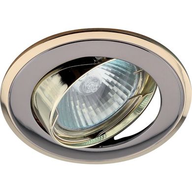 Светильник KL22 А GU/G EUROLED литой пов. 'двойной контур' MR16,12V/220В, 50W черный металл/золото