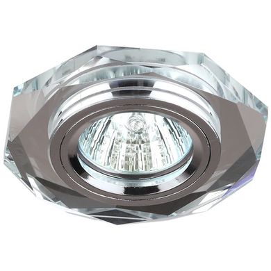 Светильник DK5 СH/SL EUROLED декор стекло многогранник MR16,12V/220В, 50W, GU5,3 зеркальный/хром