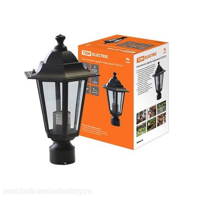 Светильник 6100-03 садово-парковый шестигранник, 100Вт, на опору, черный SQ0330-0008 EUROLED