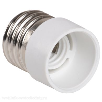 Переходник пластик, Е27-Е14, белый, индивидуальный пакет, EUROLED