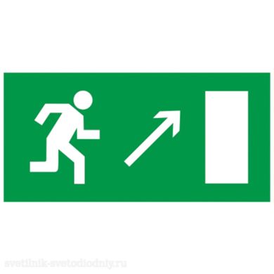 EUROLED Этикетка самокл. : 100х50 мм, Направление к эвакуационному выходу направо вверх