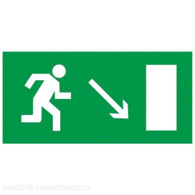EUROLED Этикетка самокл. : 100х50 мм, Направление к эвакуационному выходу направо вниз