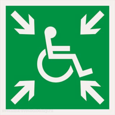 Знак безопасности NPU-2424.E65 'Пункт место сбора МГН Безопасная зона МГН ' a18398 ФОКУС