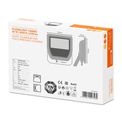 Прожектор LED 20W/3000K WHITE Белый 2000Lm IP65 . Гарантия 3 года 4058075097469 EUROLED