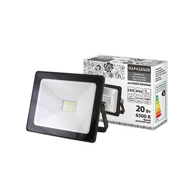 Прожектор светодиодный LED Народный СДО-04-020Н 20Вт 6500K IP65 черный SQ0336-0261 EUROLED