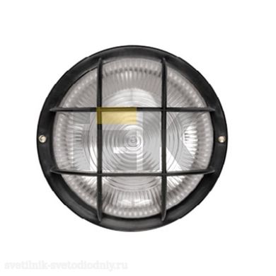Светильник НПП2602 черный/круг с решеткой пластик 60Вт IP54 LNPP0-2602-1-060-K02 EUROLED